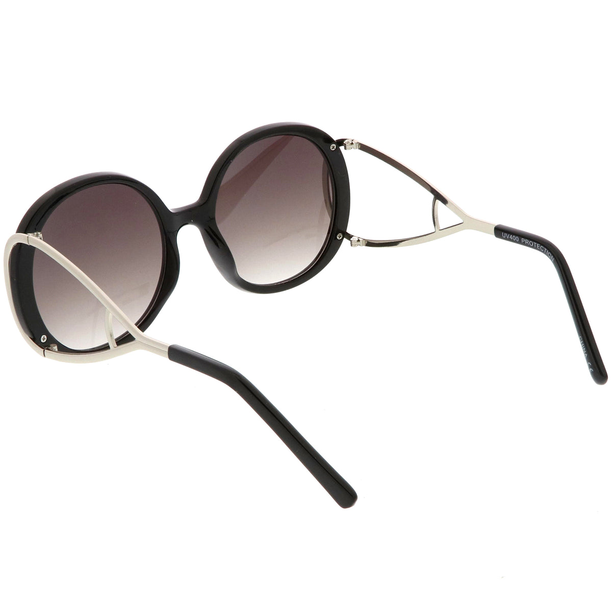 Womens Chunky Round Sunglasses Open Metal Arms Neutral Colored Lens 5 Sunglassla 