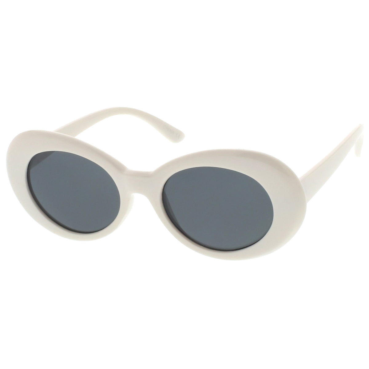 Retro Oval Sunglasses With Tapered Arms Neutral Colored Round Lens 51m Sunglass La