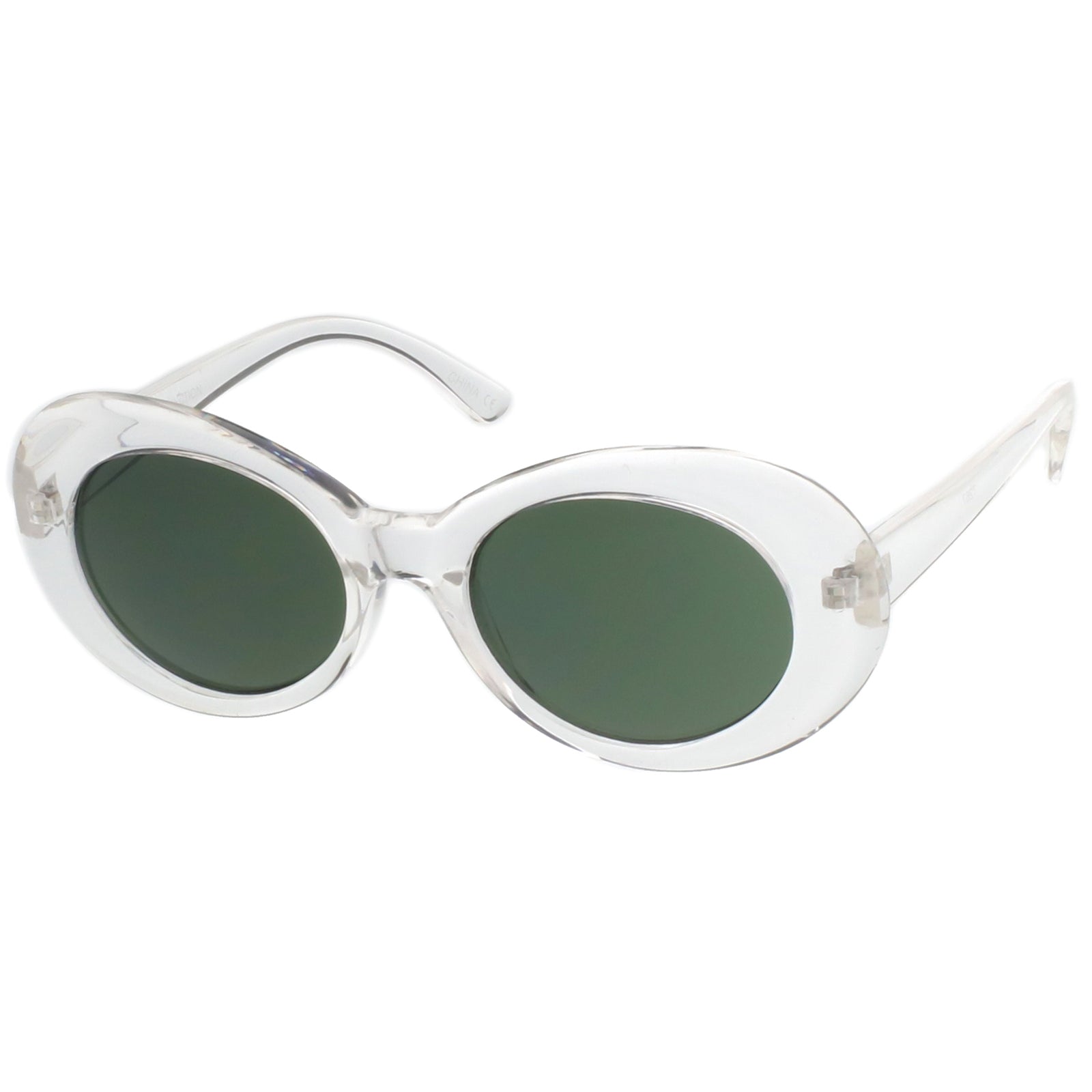 Retro Oval Sunglasses With Tapered Arms Neutral Colored Round Lens 51m Sunglassla 