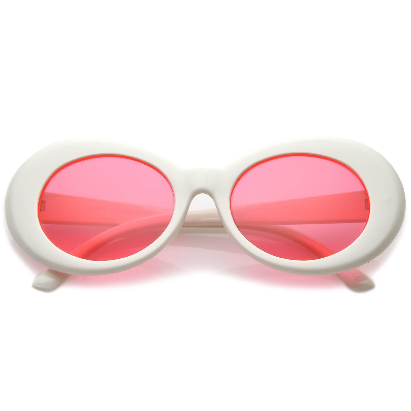 Retro White Oval Sunglasses With Tapered Arms Colored Round Lens 51mm Sunglass La