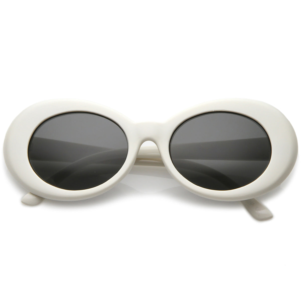 Retro White Oval Sunglasses With Tapered Arms Colored Round Lens 51mm ...