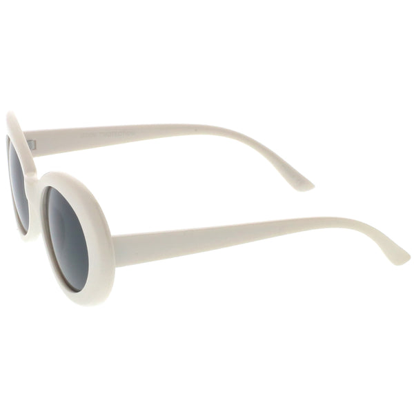 Retro White Oval Sunglasses With Tapered Arms Colored Round Lens 51mm ...