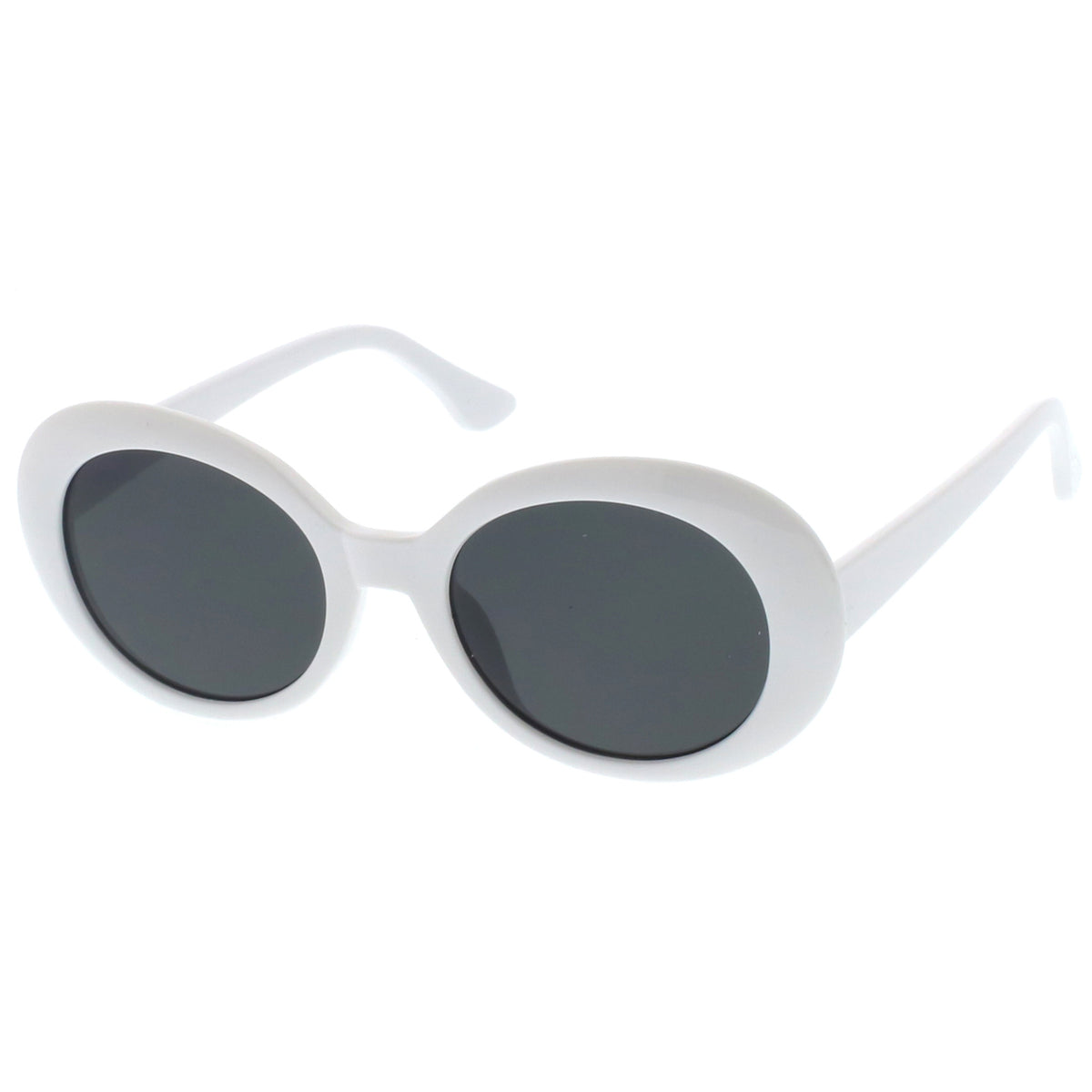Retro Oval Sunglasses Tapered Arms Neutral Colored Round Lens 53mm Sunglass La