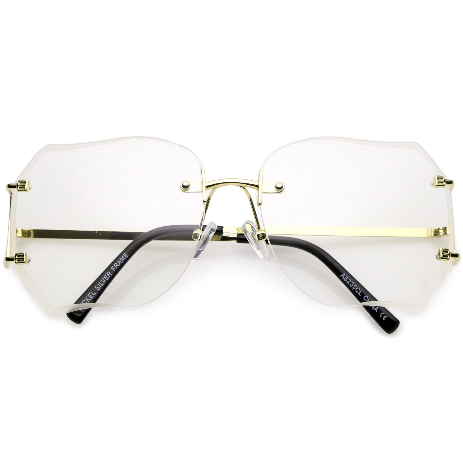 rimless clear lens glasses