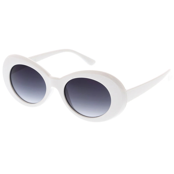 Retro White Oval Sunglasses With Tapered Arms Neutral Colored Gradient Sunglassla 
