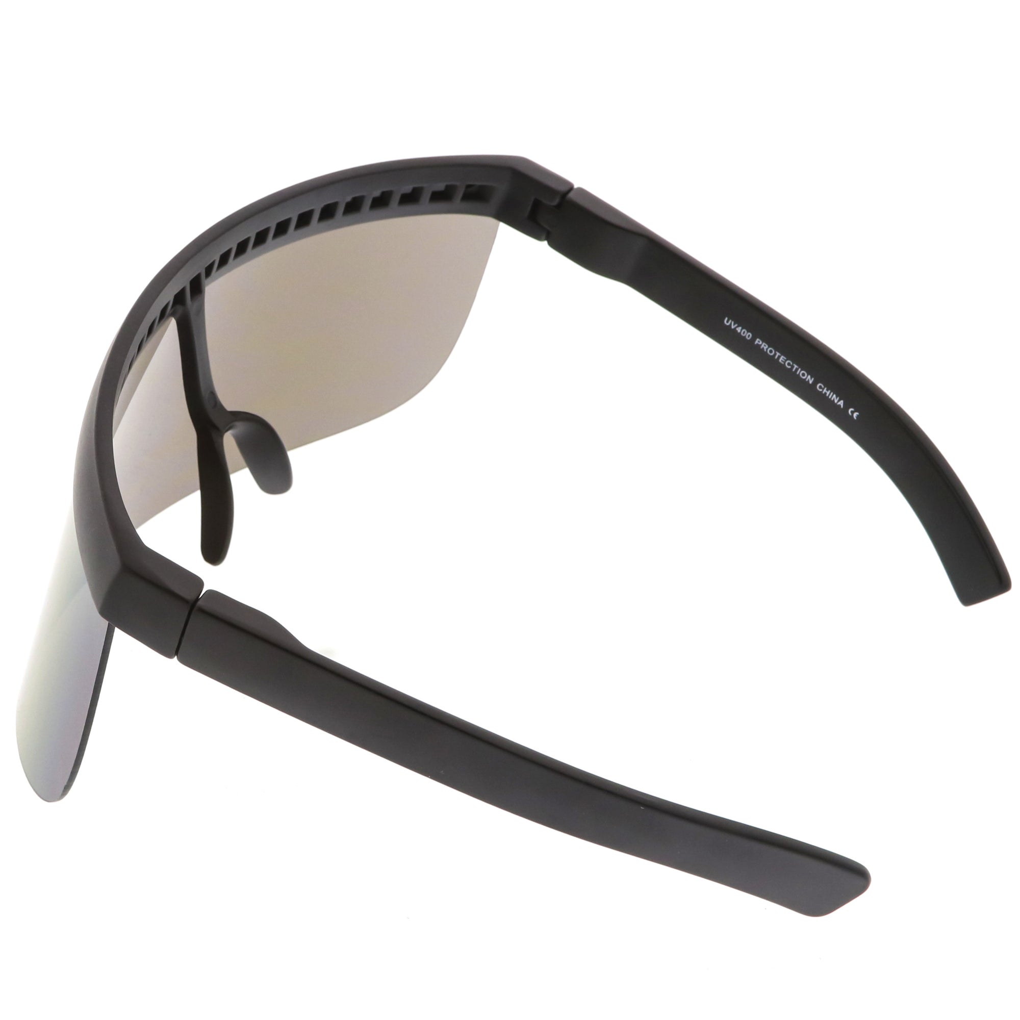 Futuristic Oversize Shield Visor Sunglasses Flat Top Mirrored Mono Len ...