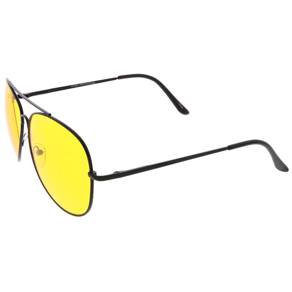 Large Classic Night Driving Aviator Sunglasse With Yellow Tinted Lens Sunglassla 