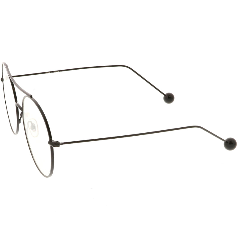 Premium Oversize Round Eyeglasses Metal Double Nose Bridge Clear Flat ...