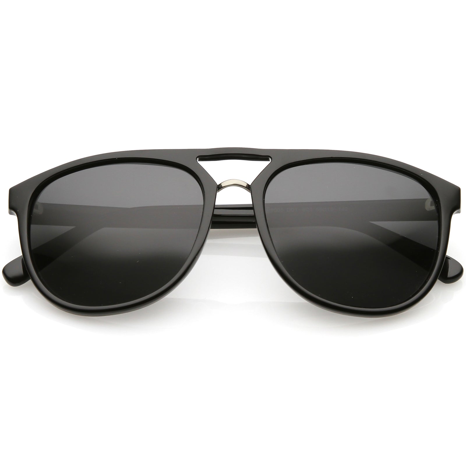 Premium Polarized Flat Top Aviator Sunglasses Metal Nose Bridge Round ...
