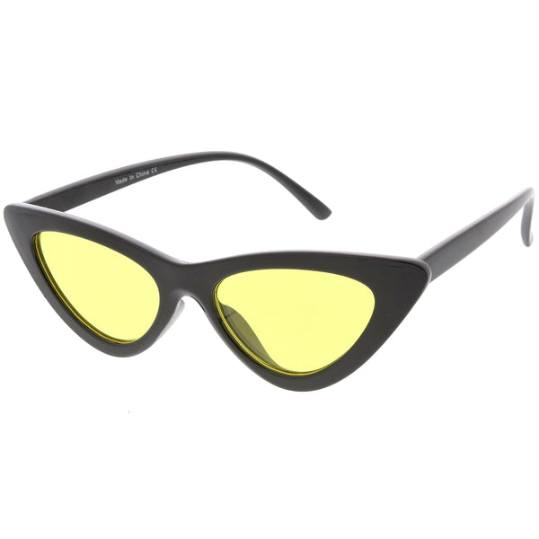 Womens Exaggerated Slim Black Frame Cat Eye Sunglasses Color Tinted Le Sunglassla 