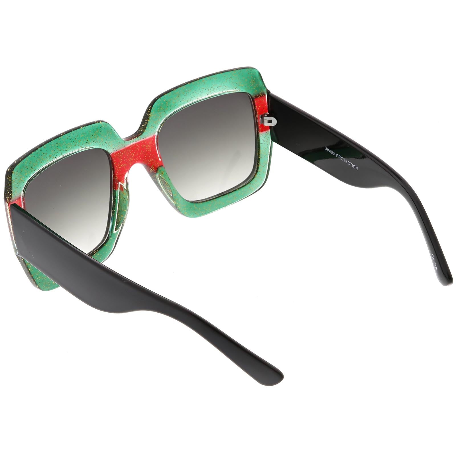 GUCCI AUTHENTIC 0328 Ivory Rainbow Glitter Stripe Square Sunglasses GG0328S  004