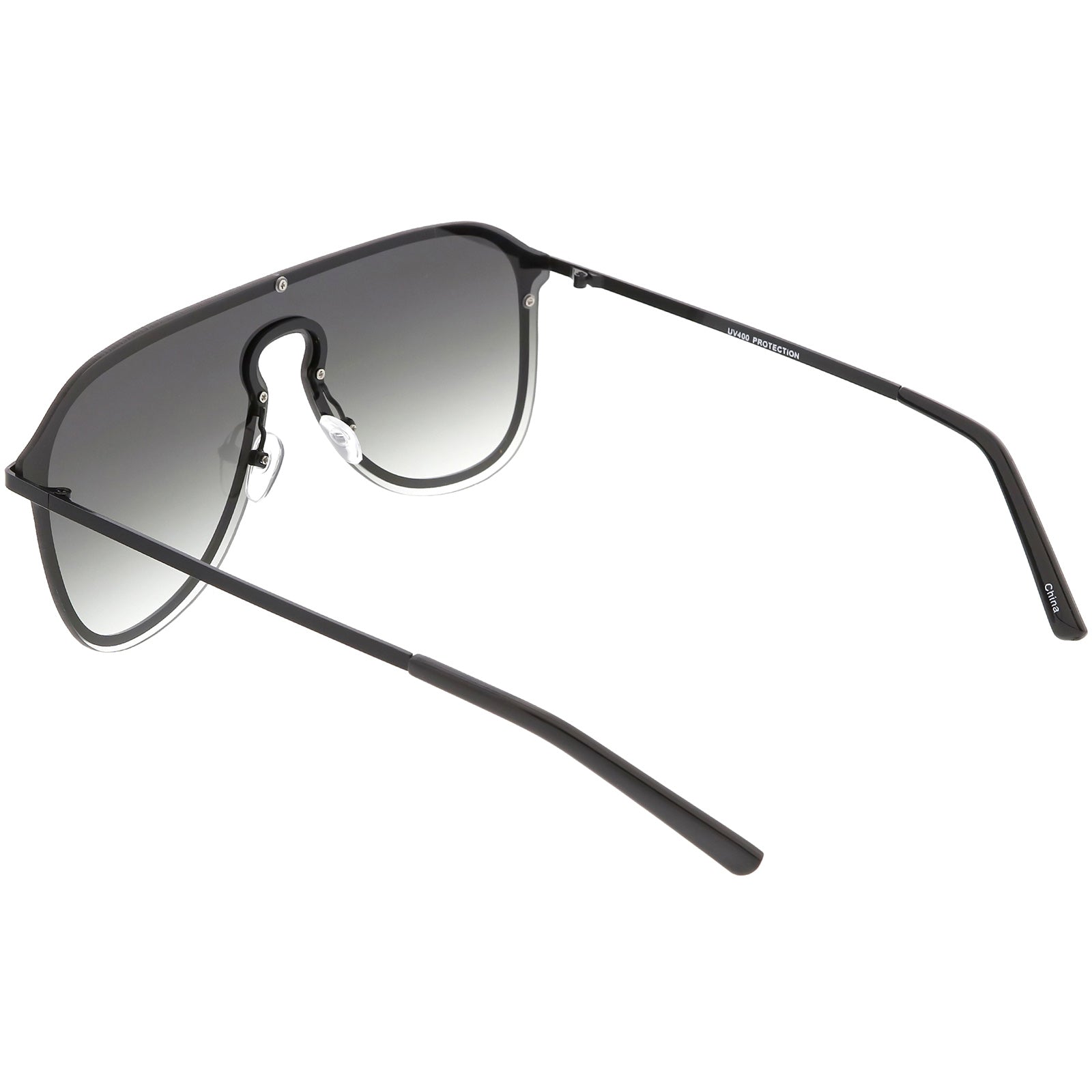 Futuristic Rimless Visor Aviator Sunglasses Metal Trim Mono Lens 57mm ...