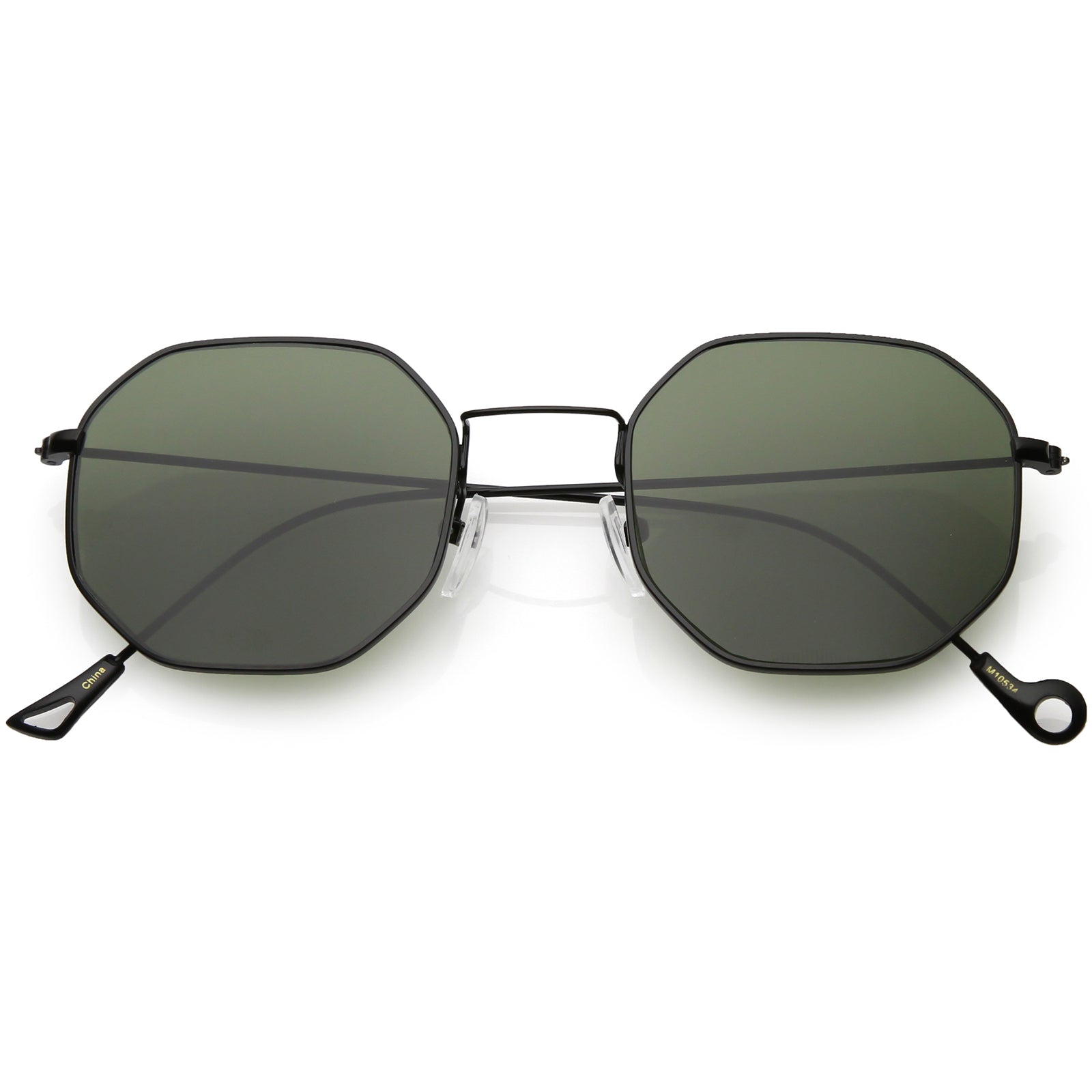 Geometric Octagon Sunglasses Ultra Slim Metal Neutral Colored Flat Len ...