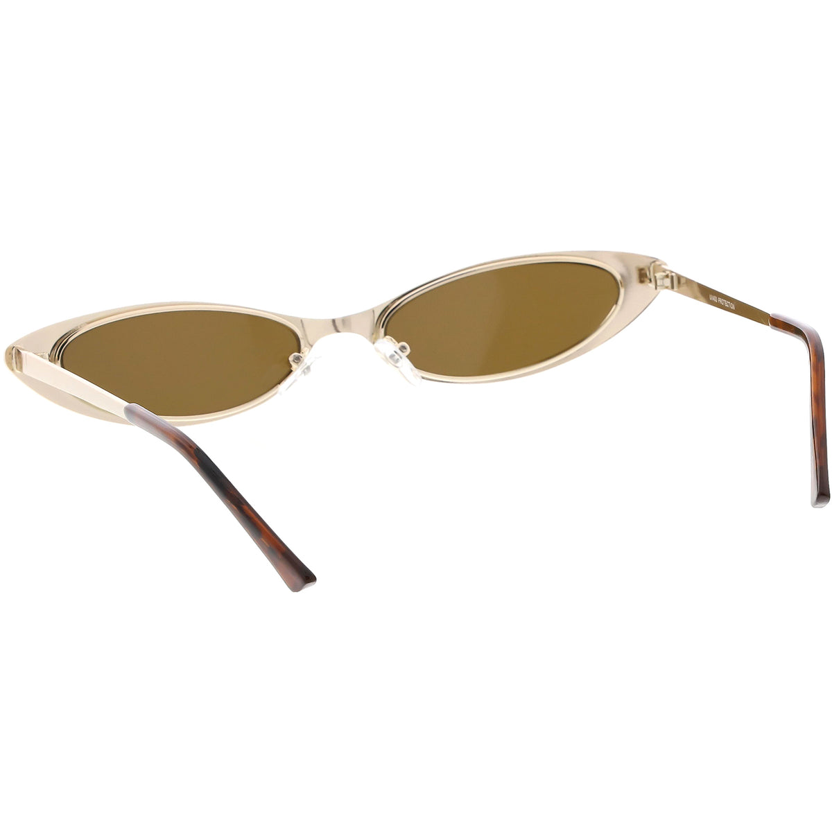 90s Small Slim Cat Eye Sunglasses Flat Metal Oval Lens 54mm Sunglassla 