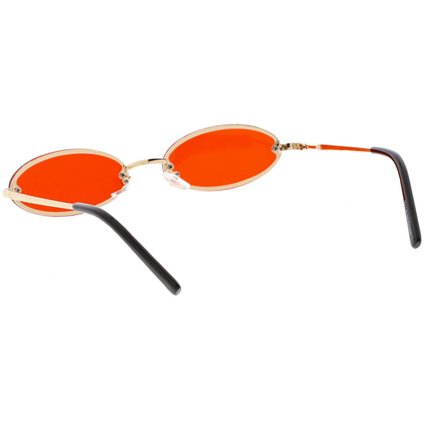 Retro Small Rimless Oval Sunglasses Slim Arms Color Tinted Lens 54mm Sunglassla 