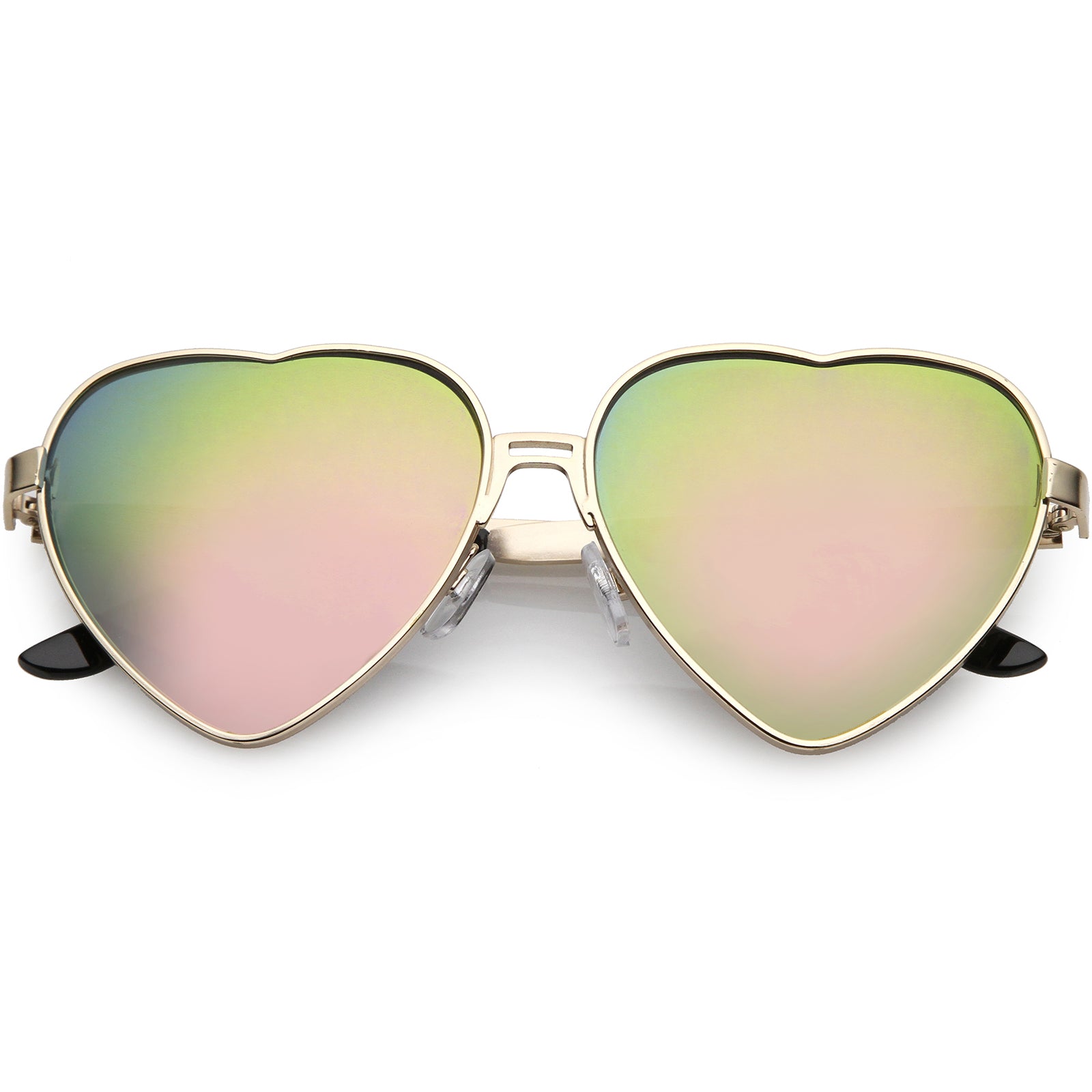 Metal Heart Sunglasses Colored Mirror 
