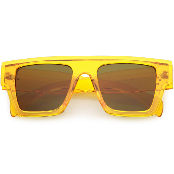 Colorful Translucent See-Through Frame Flat Top Rectangle Sunglasses ...