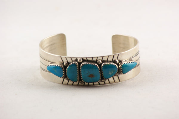 Navajo Turquoise Nugget Cuff Bracelet by Leonard Chee – Turquoise Village