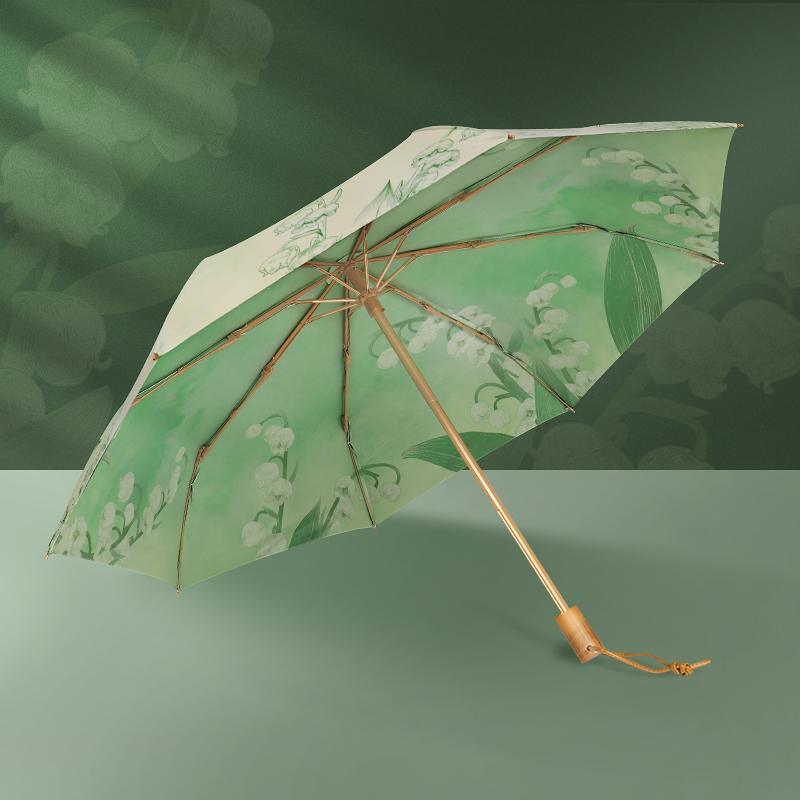 鈴蘭柄の3段折りたたみ傘（晴雨兼用）