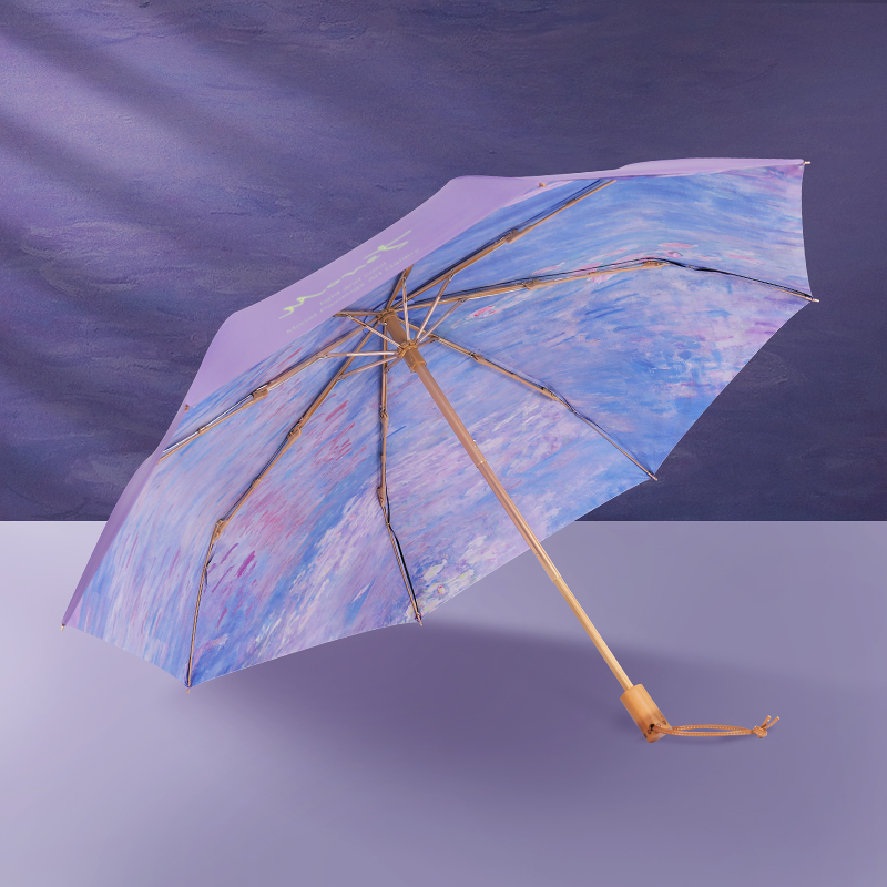 ”モネの紫睡蓮”3段折りたたみ傘（晴雨兼用傘）