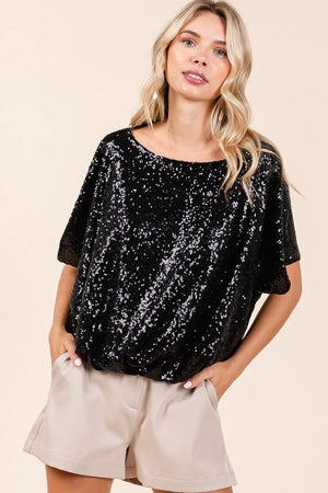 Sequin Short Sleeve Top - Fashion Boss 21