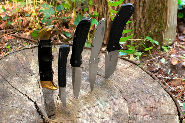 Kershaw knives in a stump