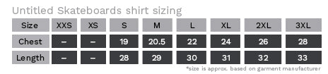 Untitled Shirt Size Chart