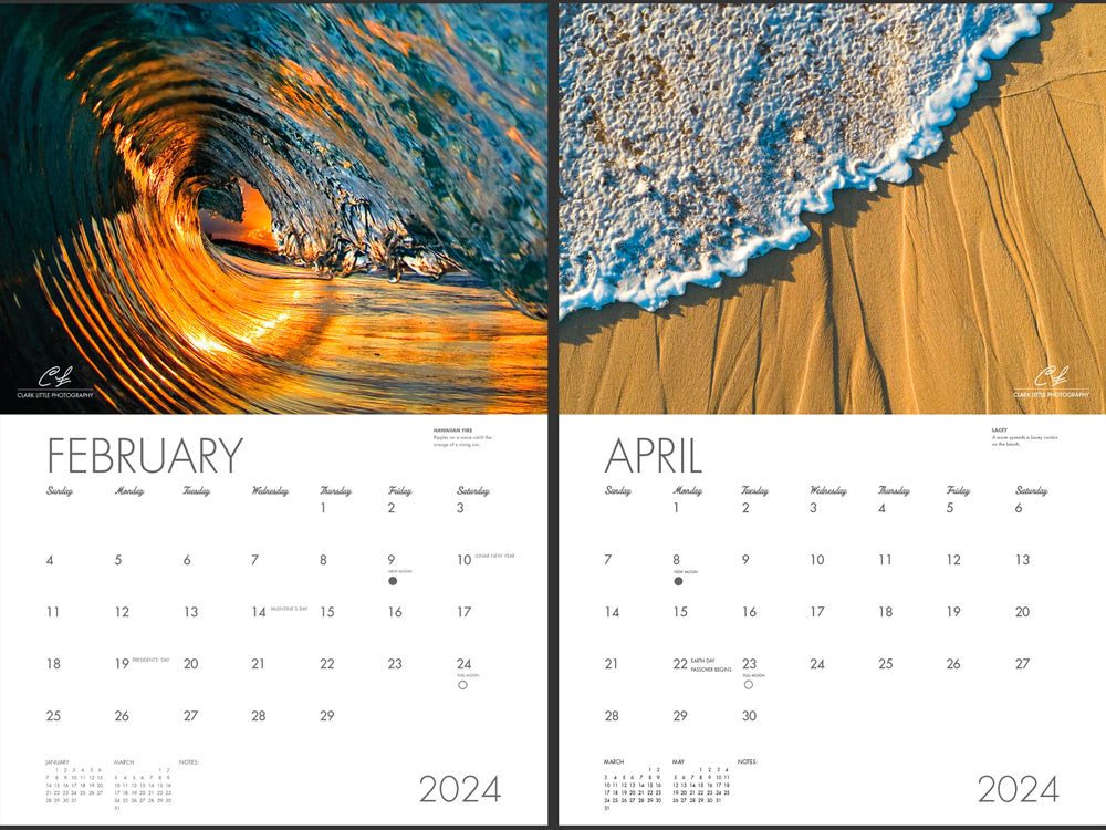 2024 Calendar - February and April pages