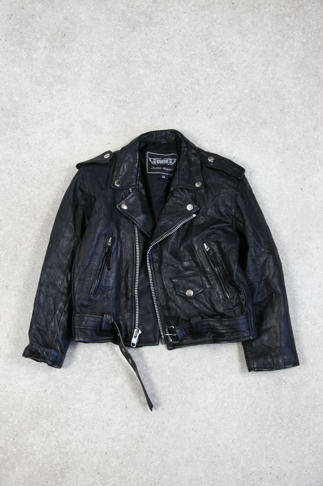 image of Kids Vintage Leather Biker Jacket (Age 6-8)