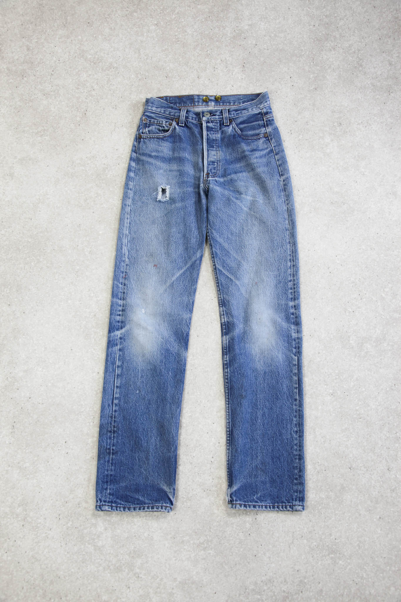 image of Levi's 501 Braces Buttons Mid Wash Jeans (W27 L32)