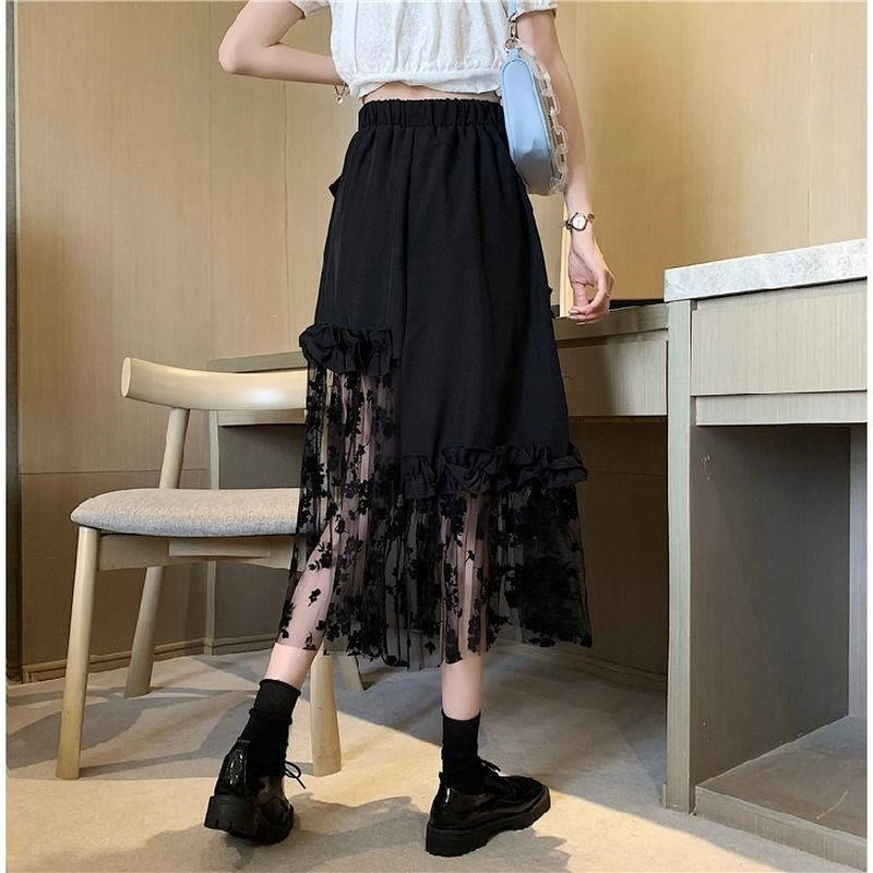 レビュー投稿で選べる特典 新品♡ LIMITED PATCHWORK BLACK LACE SKIRT