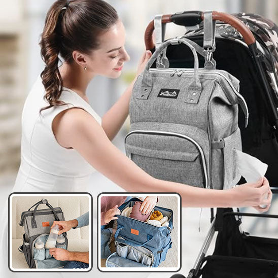 Sac-a-langer-sac-malin-gris-clair-poche-laterale-lingettes-compartiment-isotherme-avant