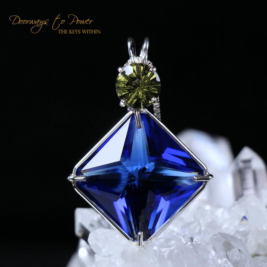 Tibetan Blue Obsidian & Moldavite Magician Stone Pendant - Doorways to ...