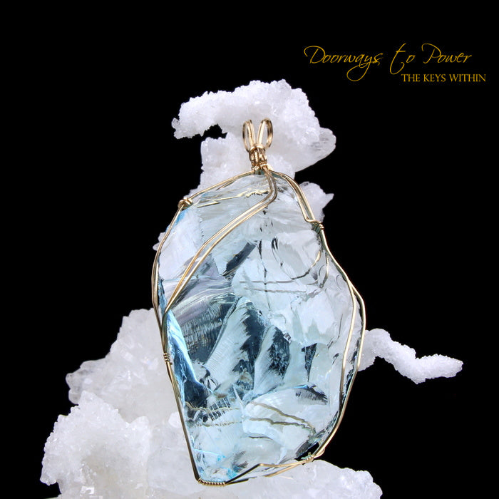 Blue Prism of Lyra Andara Crystal Pendant 7th Density