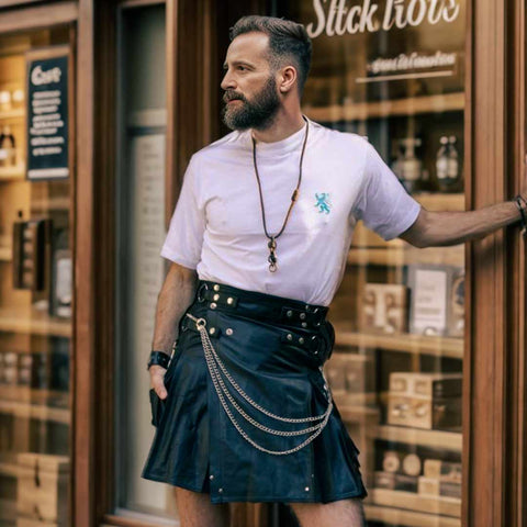 black leather kilts