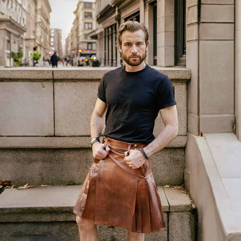 brown leather kilt