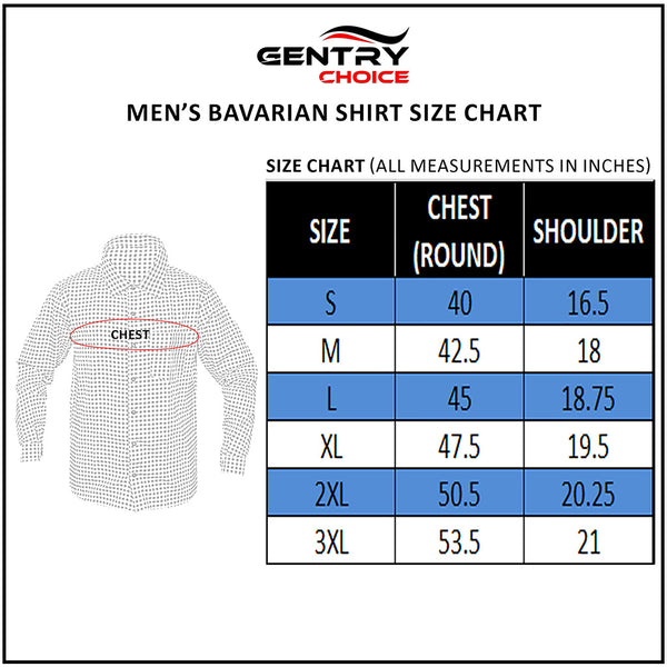 Gentry Choice Bavarian Shirt size chart