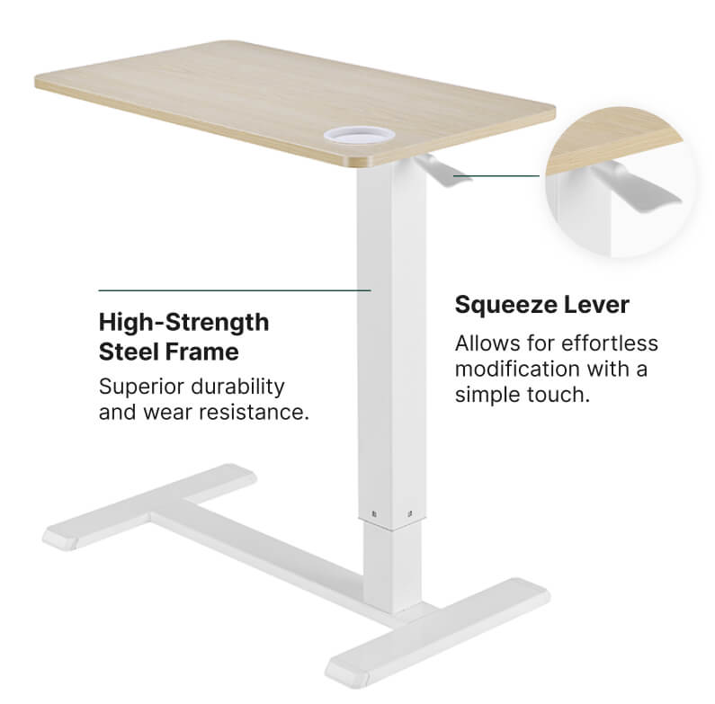 Hinomi Air Lift Side Table High-Strength Steel Frame and Squeeze Lever