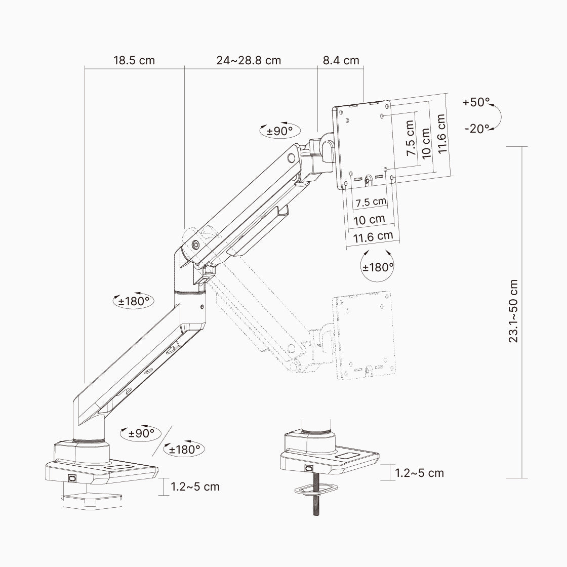 Hinomi MovMax Single Monitor Arm Specifications