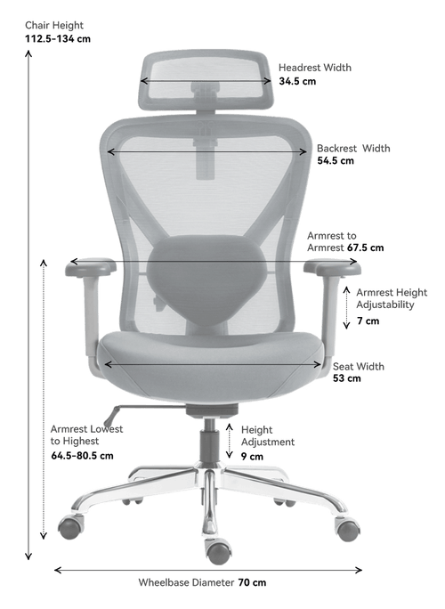 Q1 Chair Measurements Front - centimetre