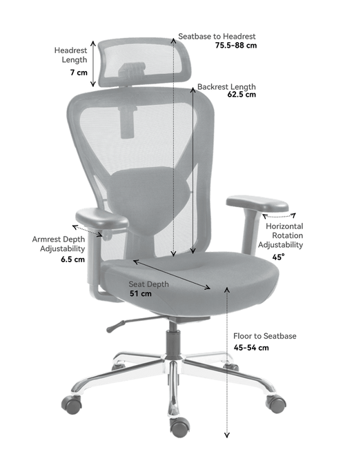 Q1 Chair Measurements Side - centimetre