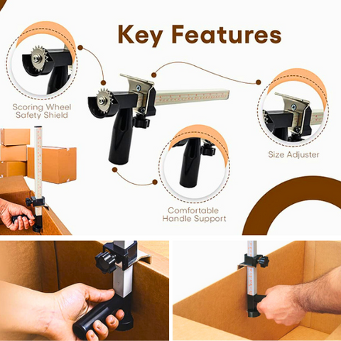 Box Resizer Tool with Scoring Wheel - Utility Knife Cardboard Scorer,  Reducer - Box Cutter Sizer Tool for Resizing Reducing Size of Shipping Boxes