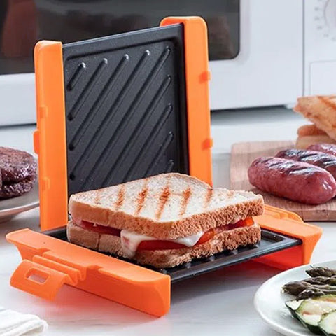 Maconee Microwave Sandwich Maker Microwave Grill Cheese Maker Microwave Crisper Toaster Cookware Panini Press Cooking Fast and Dishwasher Safe