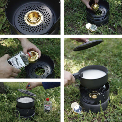 Collapsible steel camping pot compacts into a thin disc for easy carry
