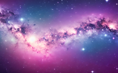 cosmos, galaxy and stars in pink and purple sky