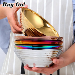Heat Insulation Japanese Stainless Steel Ramen Instant Noodles Bowl Large Rice Soup Salad Bowl For Restaurant Kitchen Tableware - Beauty Is In the Eyes