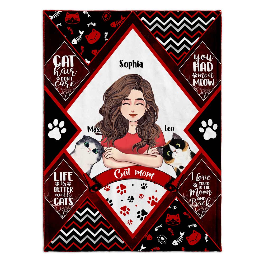 Cat Mom Cat Dad - Personalized Mother's Day Father’s Day Cat Blanket