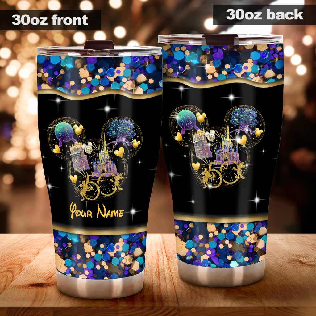 Peace Love 50 Years Of Magic - Personalized Mouse Tumbler
