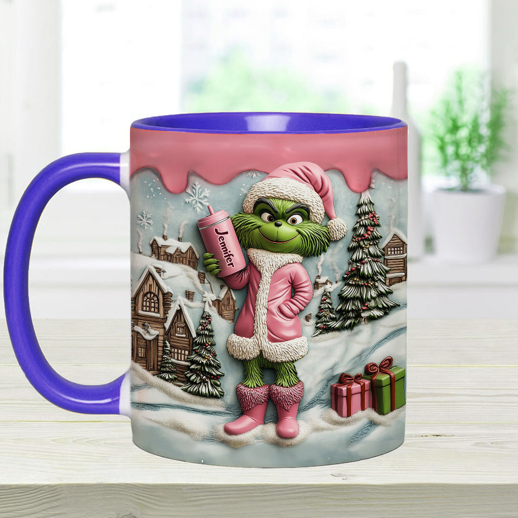 Grinchy Green Lady - Personalized Stole Christmas Accent Mug