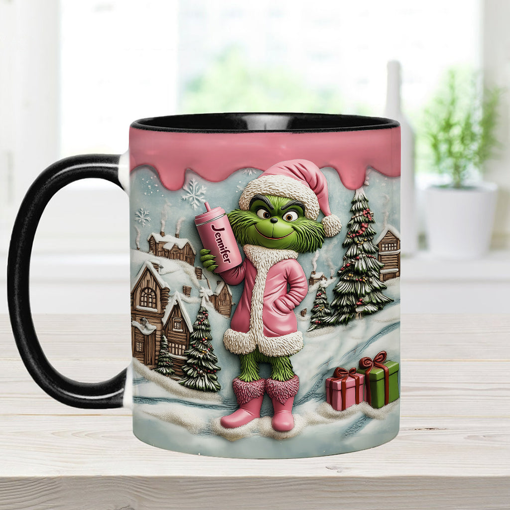 Grinchy Green Lady - Personalized Stole Christmas Accent Mug